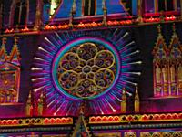 Lyon, Cathedrale Saint Jean, Facade, Rosace de l'Agneau, (Fete des Lumieres 2008 de Lyon) (2)